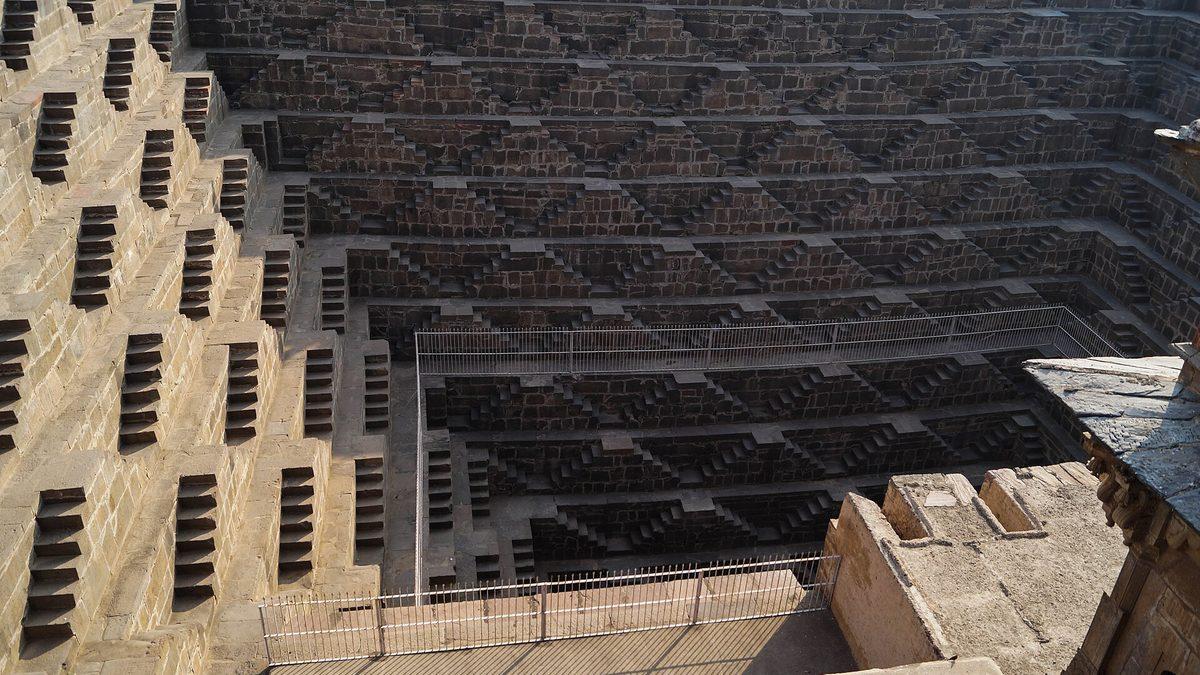 The Chand Baori stepwell at Abhaneri, thirteen storeys deep